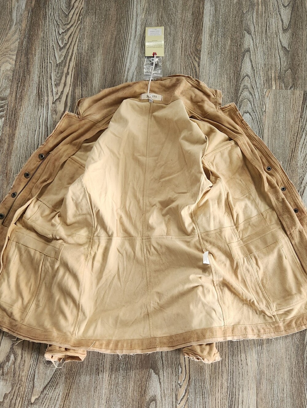 Jakett NY Meryl Waxed Leather Jacket Womens S Chamois Deconstructed Raw Seams - Picture 7 of 16